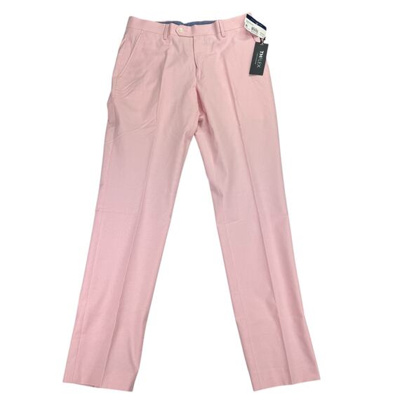 Tommy Hilfiger Mens TH Flex Modern Fit Stretch Chambray Suit Pants Pink 34x30 - Picture 1 of 6